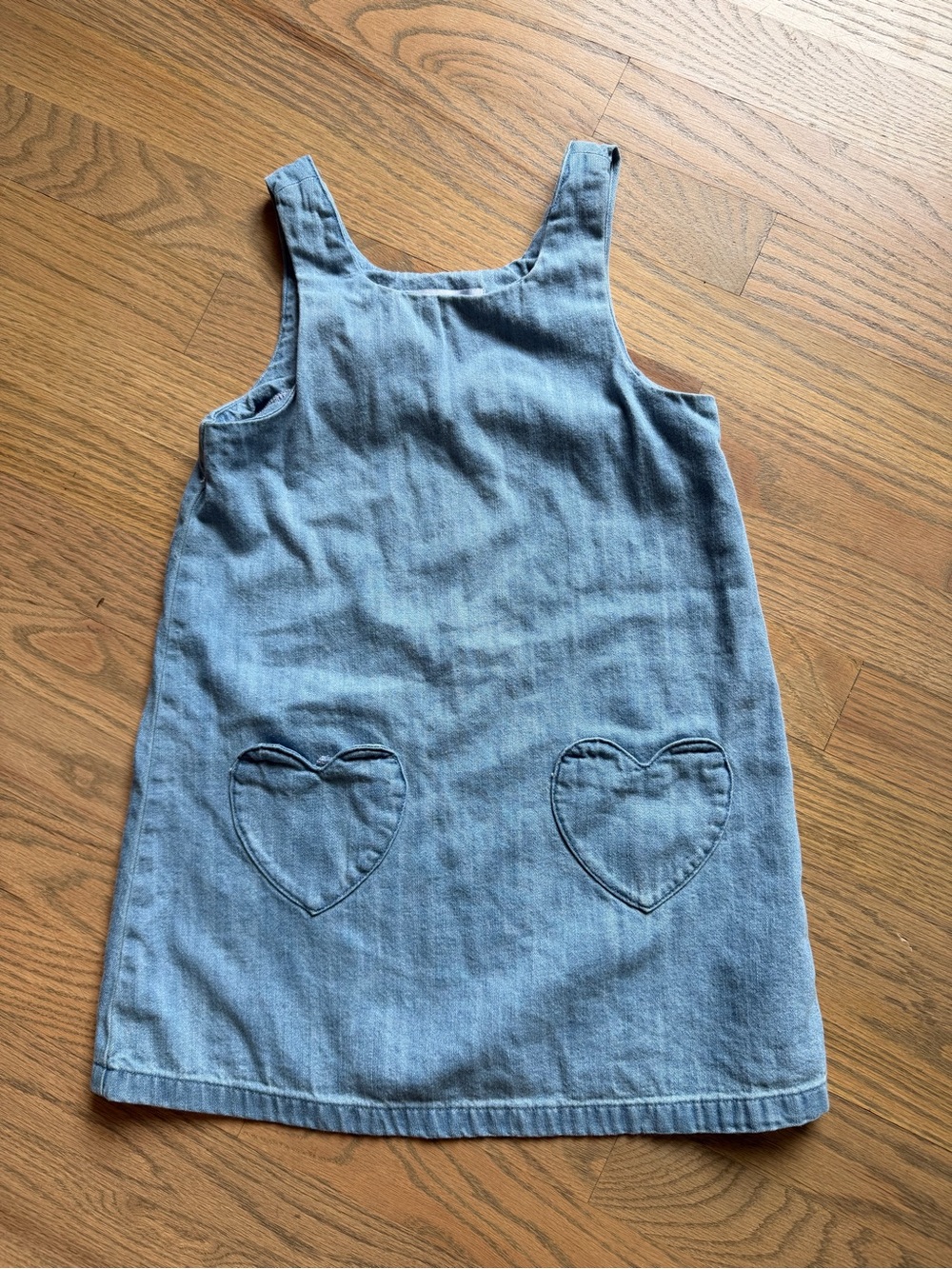 Old Navy Light Blue Denim Pinafore Dress with Heart Pockets